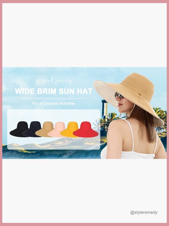 Reversible Ultra Wide Brim Cotton Bucket Hat Sun Protection UPF 50+ main image 6